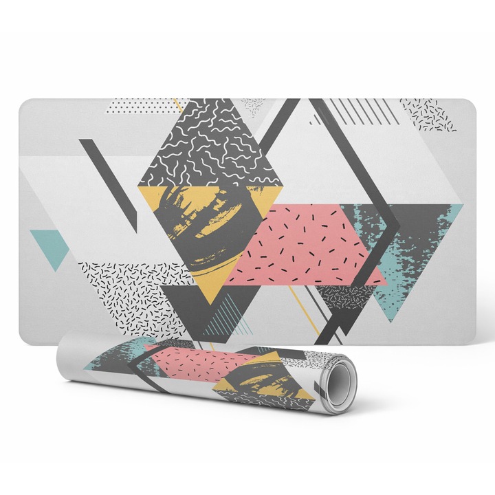 Mapa protectie birou Tulup, model geometric, vinil, 100x50cm, 1.6mm, rezistent la decolorare