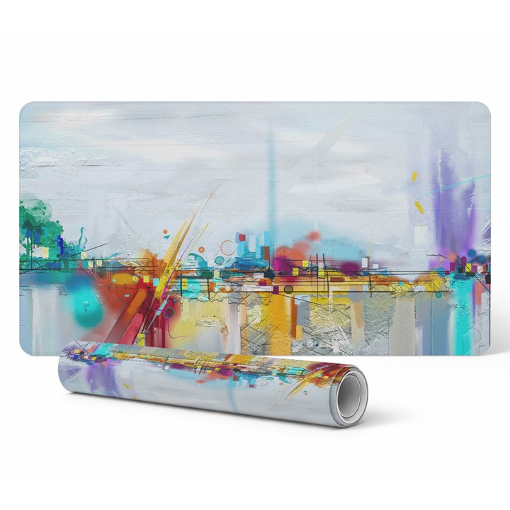 Mousepad Tulup, abstract peisaj, 90x45cm, 1,6mm grosime, rezistent la decolorare