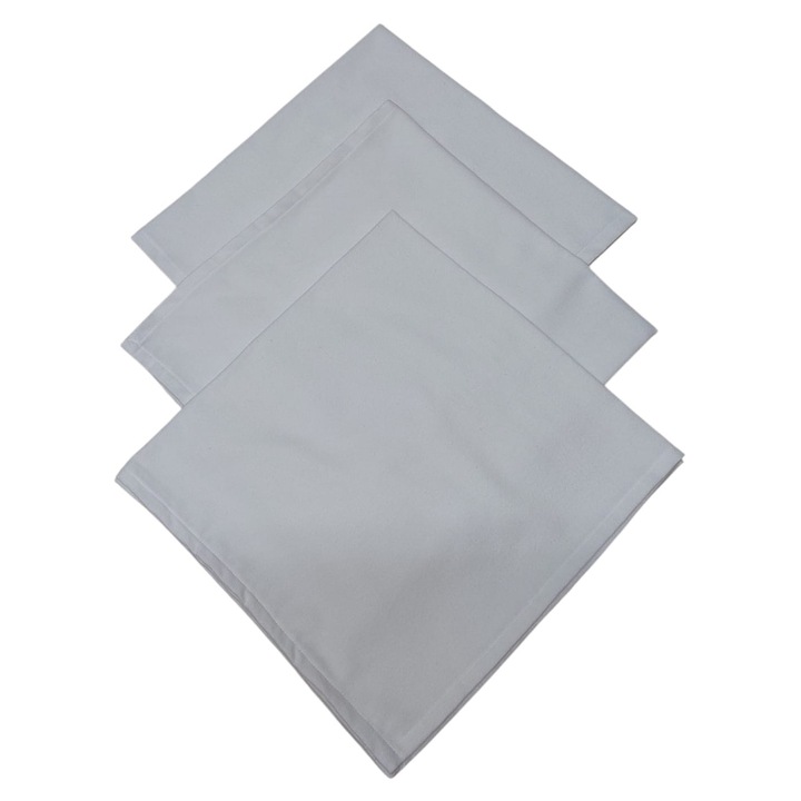 Set 3 scutece finet, 75X75 cm, ST01-3 Unicolor Alb, 100% bumbac, Albatex Home