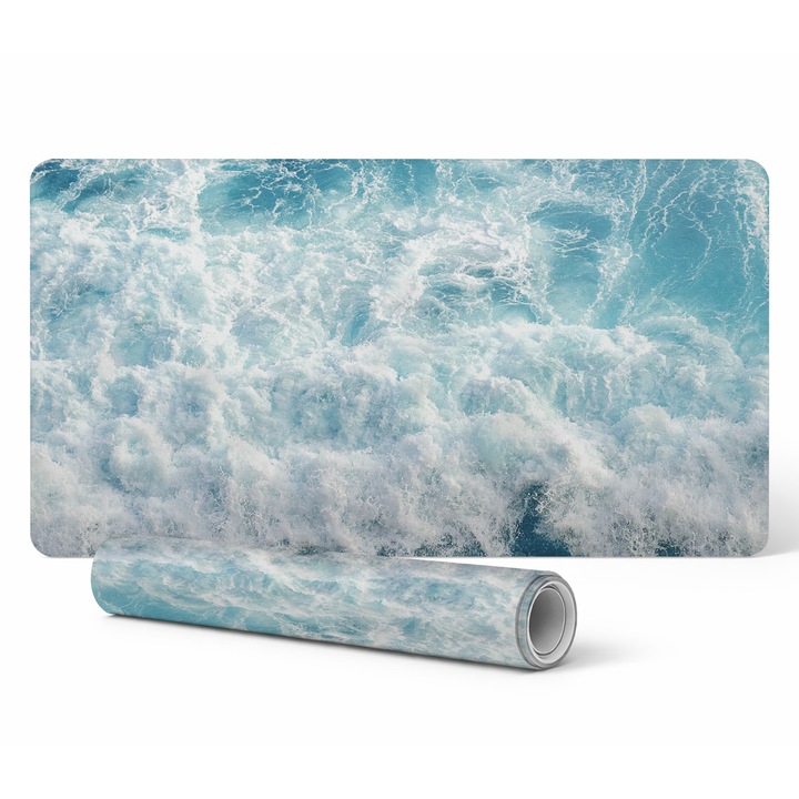 Mapa protectie birou Tulup, model valuri, vinil, 100x50cm, 1.6mm, rezistent la decolorare