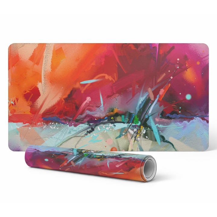 Mapa protectie birou Tulup, model linii dinamice, vinil, 100x50cm, 1.6mm, rezistent la decolorare