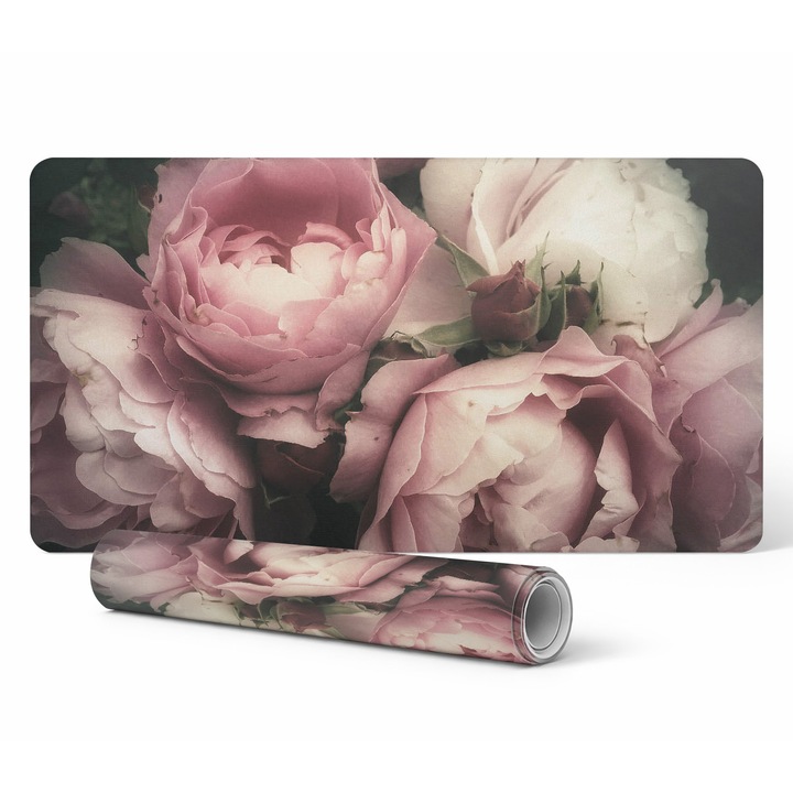 Mousepad Tulup, model floral, 90x45cm, rezistent la decolorare, multicolor