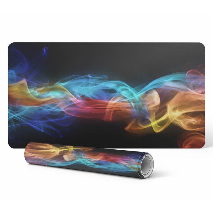 Mapa protectie birou Tulup, model fum multicolor, vinil, 100x50cm, 1.6mm, rezistent la decolorare