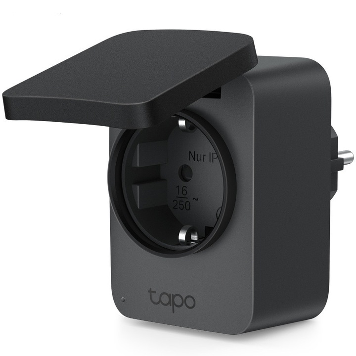 Външен смарт контакт TP-Link Tapo P410M, Wi-Fi, Мониторинг на консумацията на енергия, Гласово управление, 16A, Съвместим с Android / iOS, Amazon Alexa и Google Assistant, 220-240V, IP54