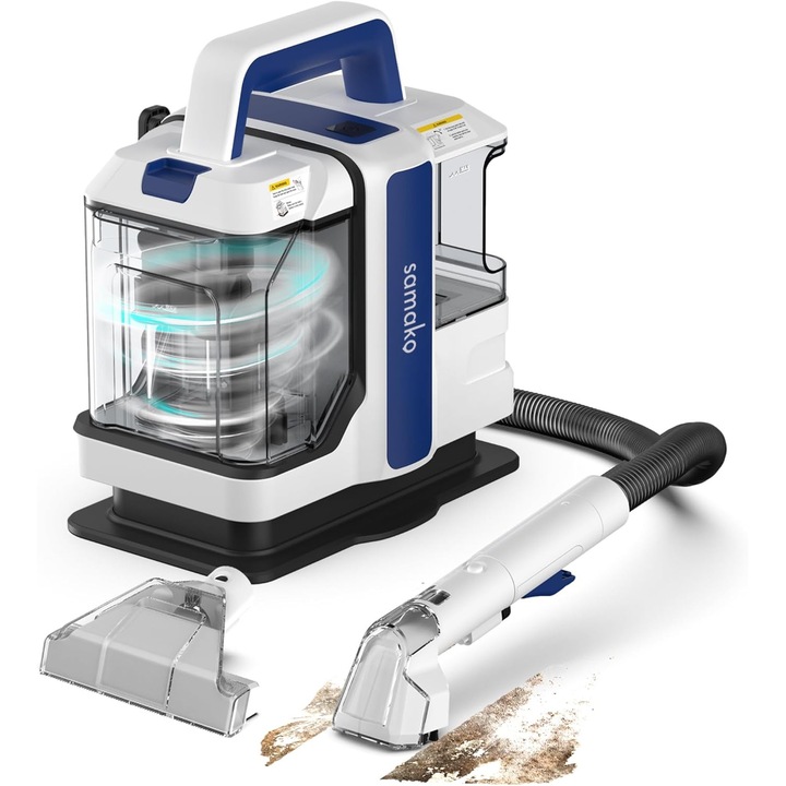 Aspirator Samako pentru Covor si Tapiterie, 400 W, 2 Rezervoare Apa Mari, Compact, Manual