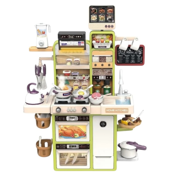 Bucatarie interactiva Little Chef Verde, cu apa, abur, lumini si sunete 97x61x21 cm