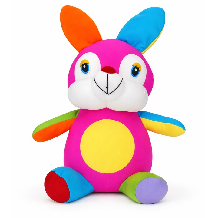 Iepuras Colorat Antistres din Poliester, Jucarie Moale si Colorata pentru Copii si Adulti, 30 cm