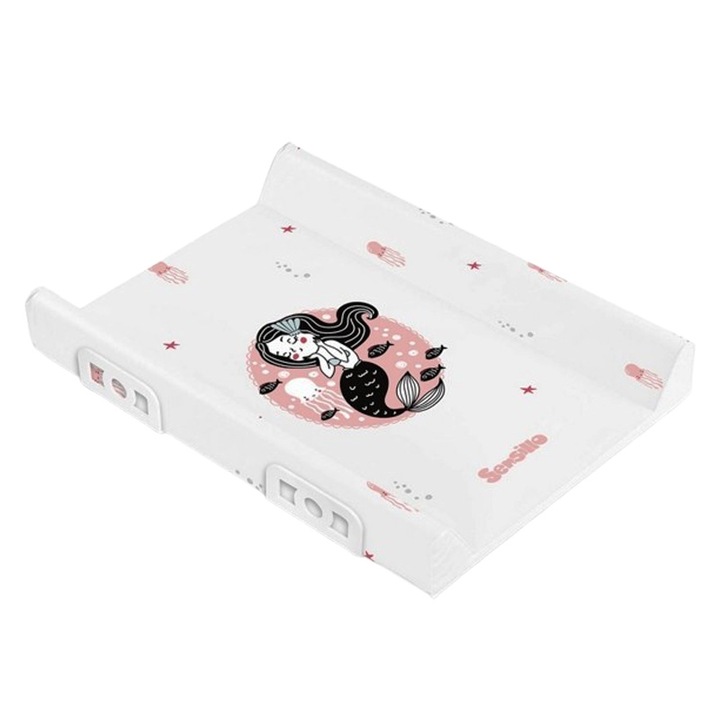 Saltea de infasat rigida, 70 x 49 x 3 cm, pentru bebelusi, Sensillo 393568, Alb