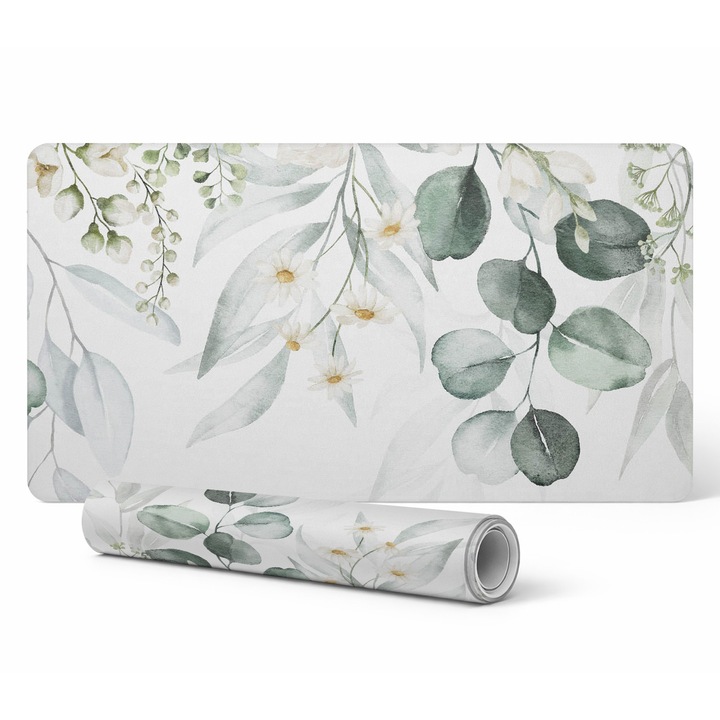 Mousepad Tulup, model floral, 120x60cm, 1,6mm grosime, rezistent la decolorare