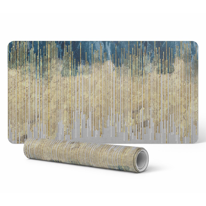 Mata de birou antiderapanta Tulup, model linii verticale abstracte, 90x45cm, 1,6mm grosime, rezistenta la decolorare.