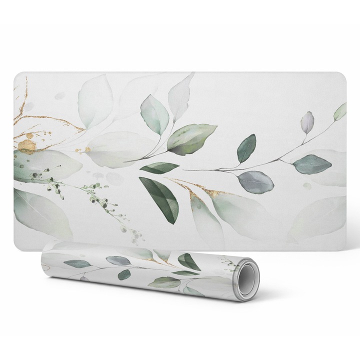 Mousepad Tulup, model frunze delicate, 90x45cm, 1.6mm, alb