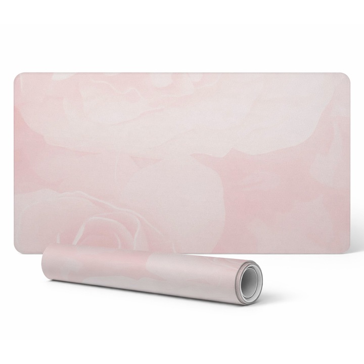 Mata de birou antiderapanta Tulup, imprimeu trandafiri, 90x45cm, 1,6mm grosime