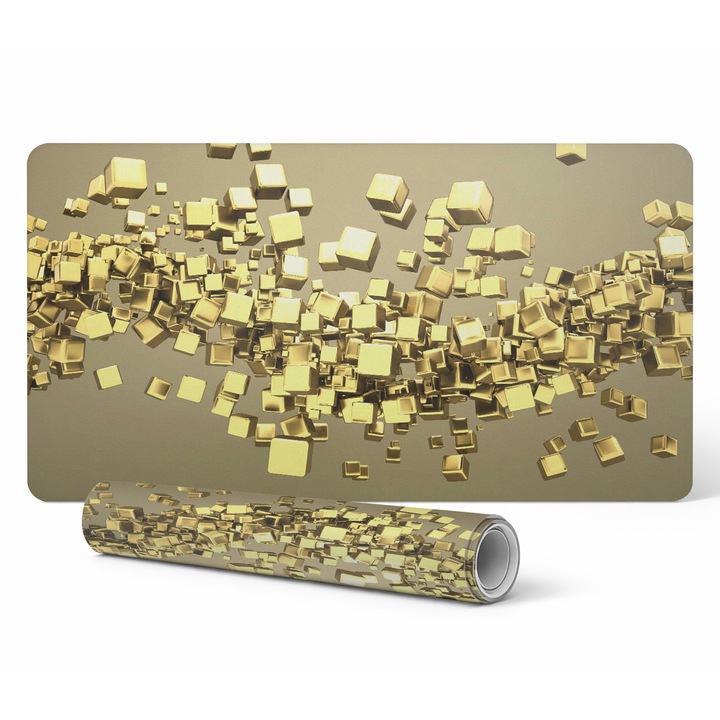 Mousepad Tulup, Latajace Szesciany, 90x45cm, rezistent la decolorare, 1,6mm grosime