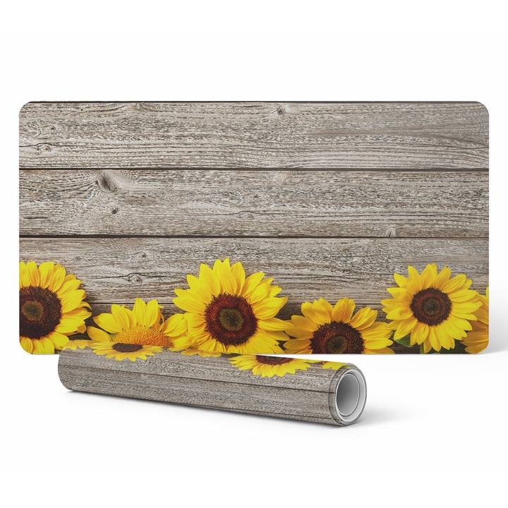 Mapa protectie birou Tulup, 90x45 cm, imprimeu floarea soarelui, rezistenta la decolorare