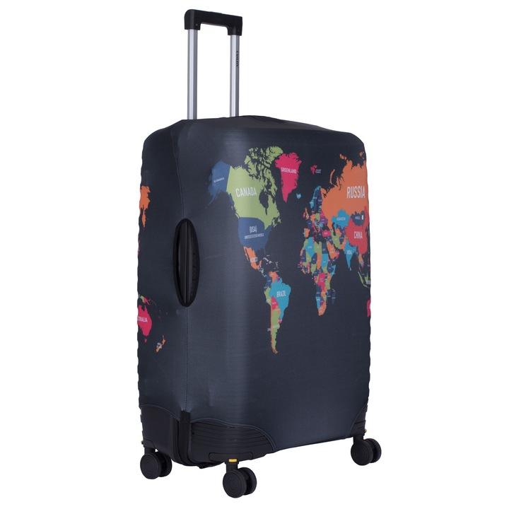 Husa protectie troler, elastica, poliester, ajustabila, World map, pentru troler marimea L, 28, CASLON ®
