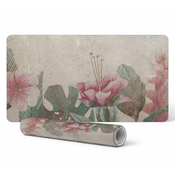 Mousepad Tulup, protectie birou,, model floral vintage, 120x60cm