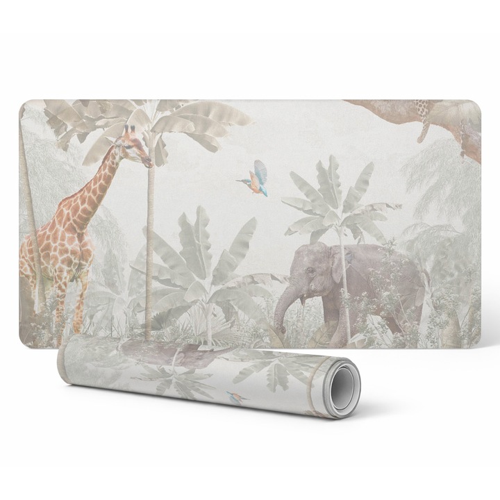 Mapa protectie birou Tulup, model jungla, 90x45cm, rezistent la decolorare, 1,6mm grosime