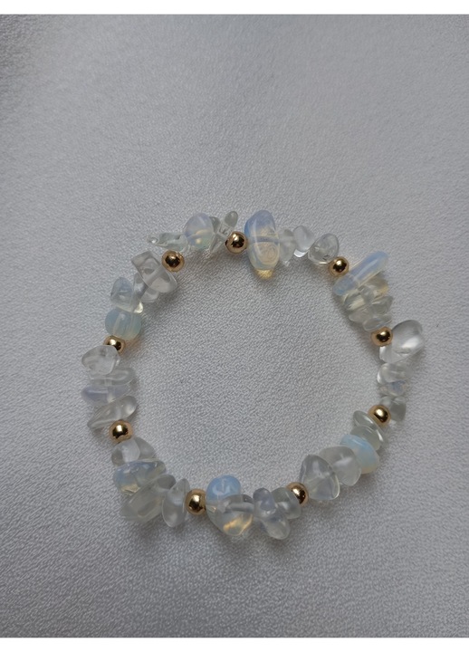 Brățară Fara cu chipsuri Opal și Opalit, placate cu aur 18K, alb transparent, 4-7 cm, pentru încheietura 17-19.5 cm