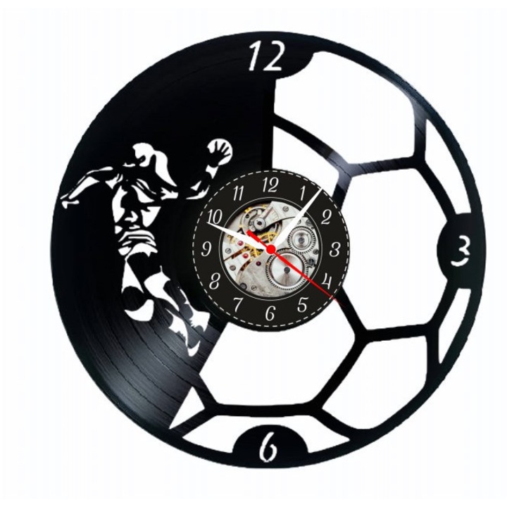 Dekoratív falióra - Kézilabda Szellem - Gólkirály - bakelit lemezből készült (Vinyl Record), Sport design, Fekete, 30 cm