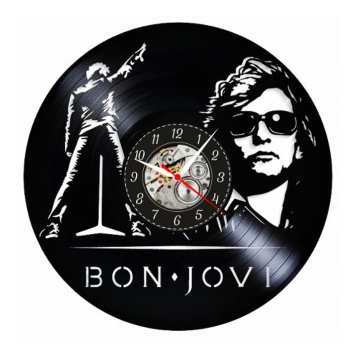 Dekoratív falióra - Bon Jovi Rock Legenda - It's My Life - bakelit lemezből (Vinyl Record) készült, Zene & Retro design, Fekete