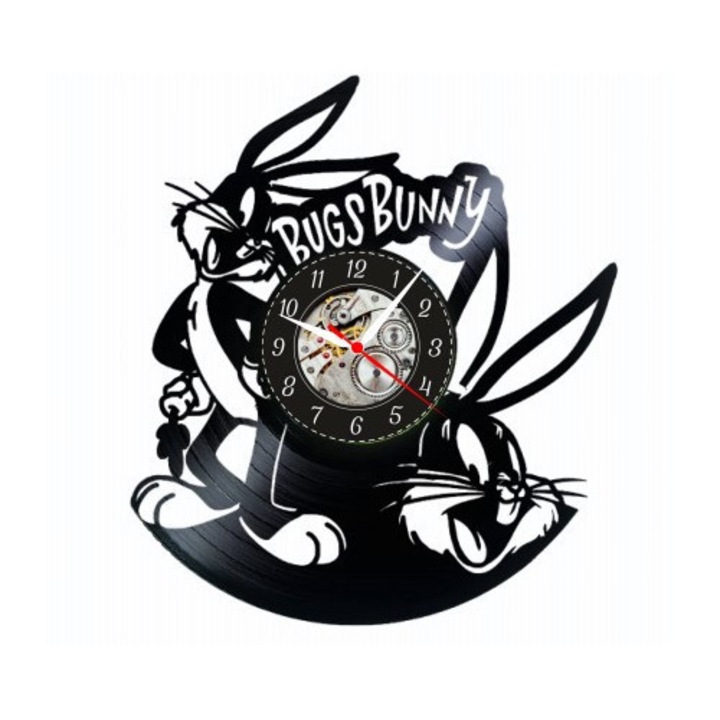 Dekoratív falióra - Bugs Bunny Looney Tunes - What's Up, Doc? - bakelit lemezből (Vinyl Record) készült, Animációs & Retro design