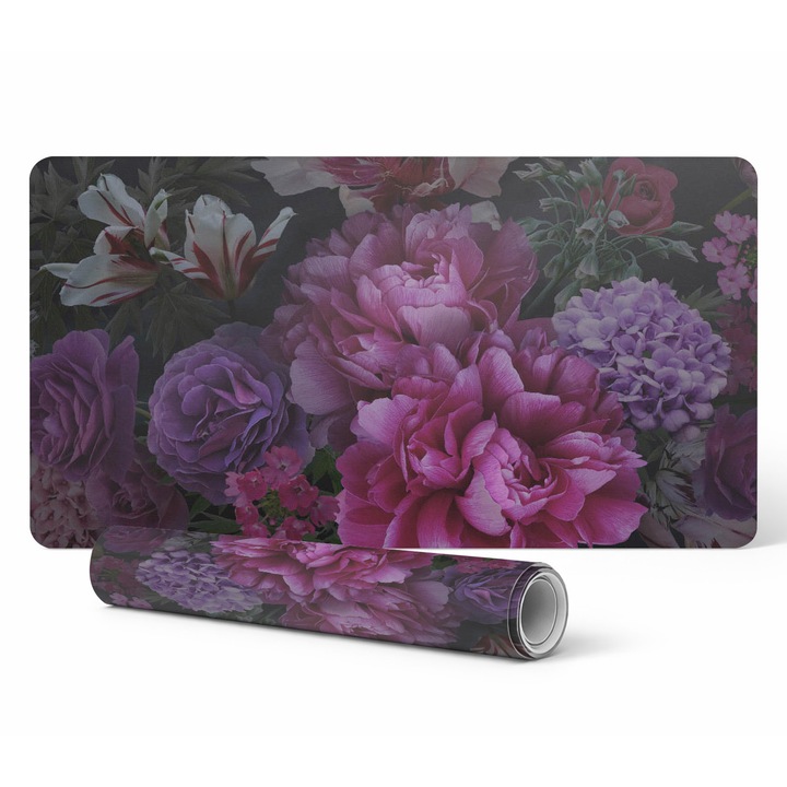 Mousepad Tulup, flori in intuneric, 120x60cm, 1,6mm grosime, rezistent la decolorare
