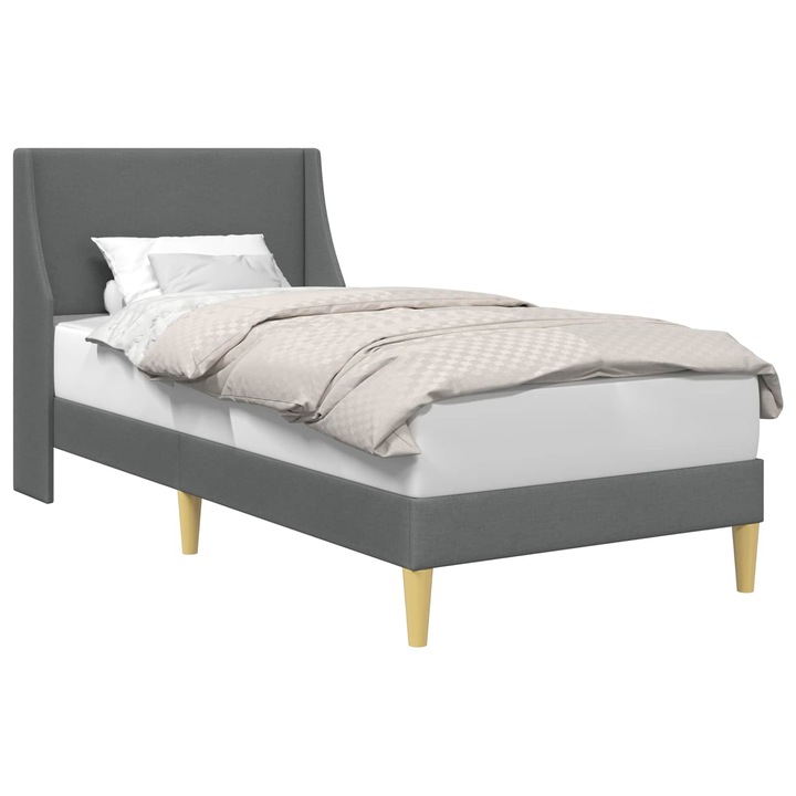 Cadru de pat vidaXL, cu headboard Gri inchis 90 x 190 cm Catifea