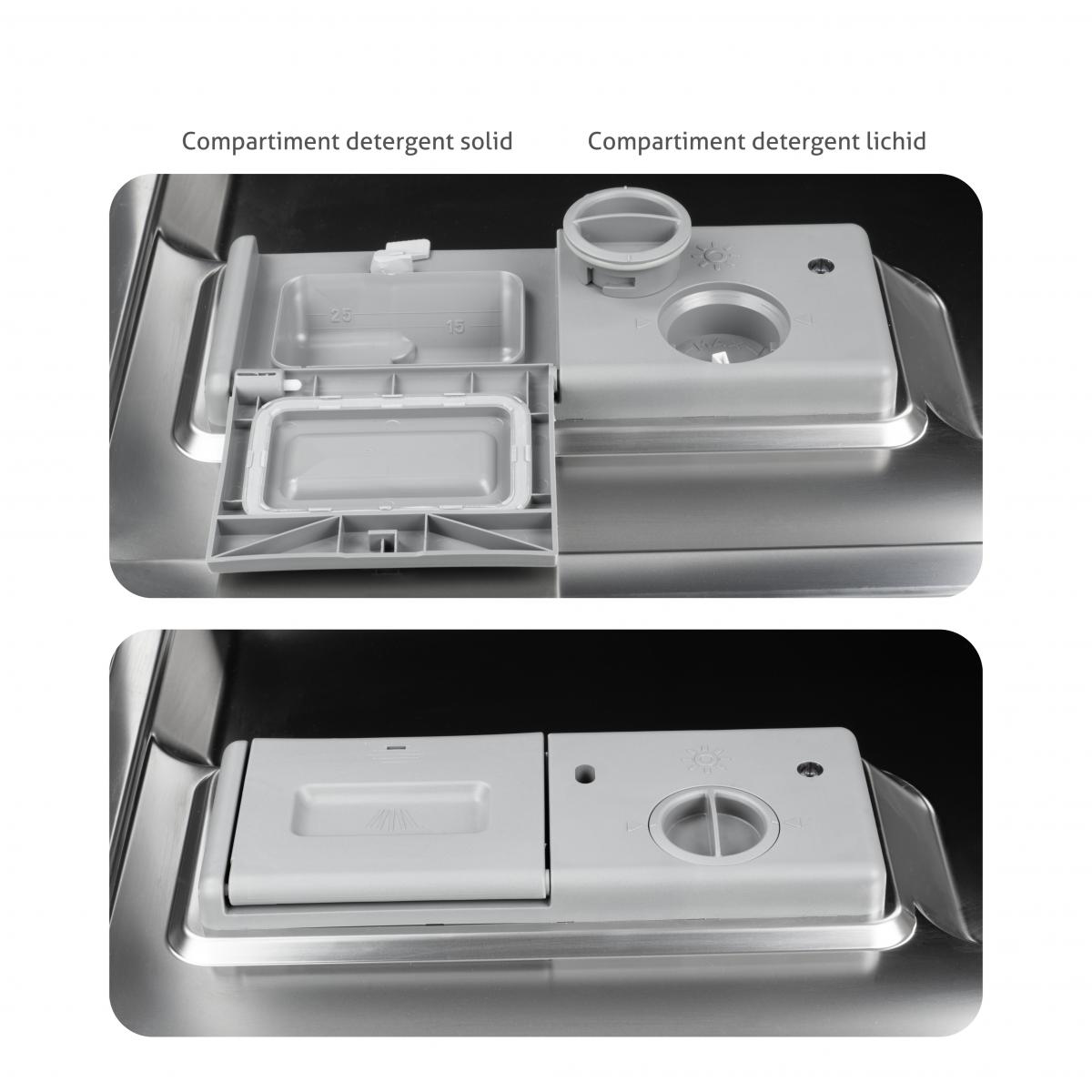 Masina de spalat vase compacta Turbionaire AVA 6 TPDSAVA6CTG, 6 seturi, 6 programe, Clasa D, Mod eco, Indicator umplere sare, Indicator umplere agent de clatire, Dedurizator apa, Spalare eficienta tip 360°, Restart, 55 cm, Gri