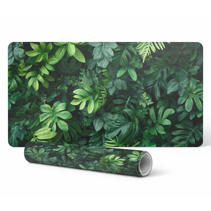 Mousepad Tulup, protectie birou, design tropical, 120x60cm, 1,6mm grosime, rezistent la decolorare