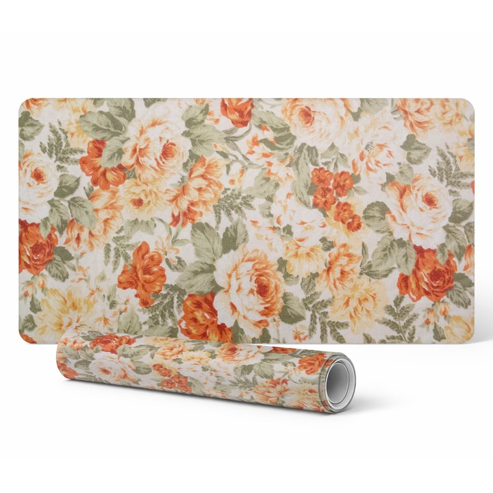 Mapa protectie birou Tulup, model floral vintage, 90x45cm, 1,6mm grosime