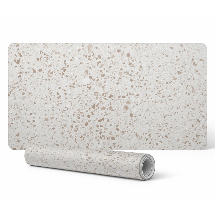 Mousepad Tulup, protectie birou, din vinil, 120x60cm, rezistenta la decolorare, model Terrazzo