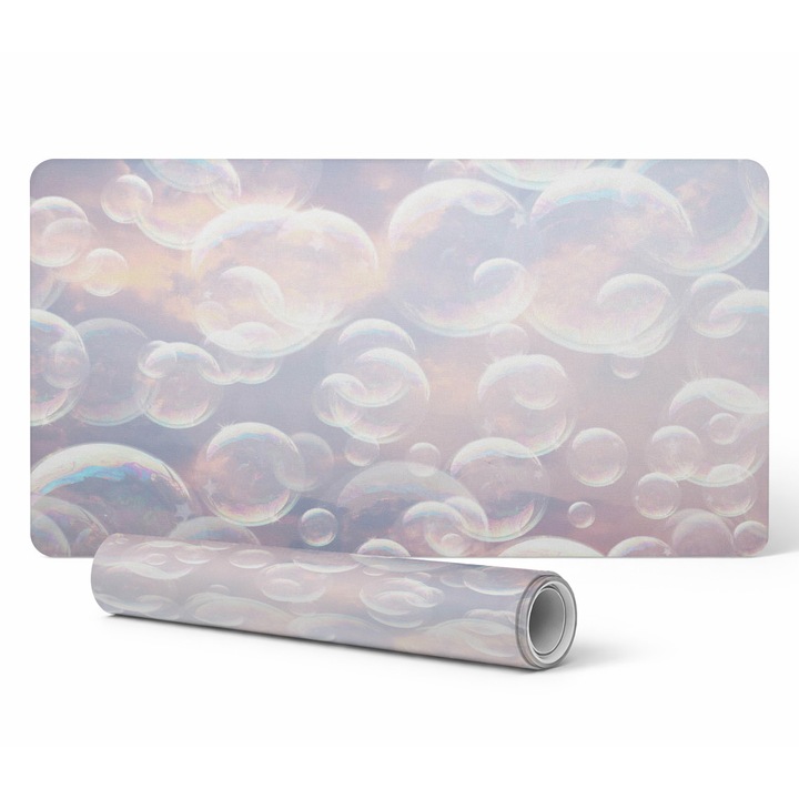 Mapa protectie birou Tulup, model baloane de sapun, 90x45cm, multicolor, 1,6mm