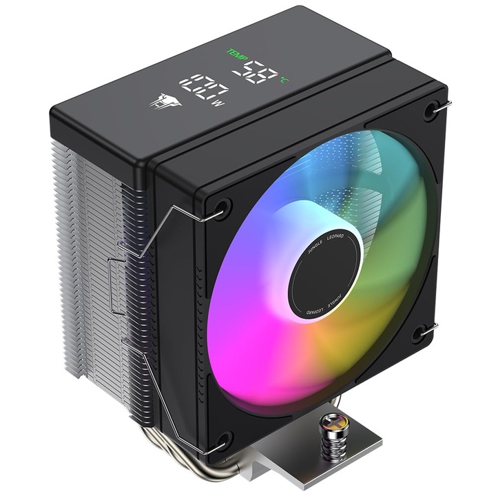 Cooler CPU AF400S ARGB Digital, 105 x 90 x 133 mm – 220W TDP, 4 Heatpipe 6mm, PWM 2200RPM, Afisaj Temperatura, Compatibil Intel & AMD