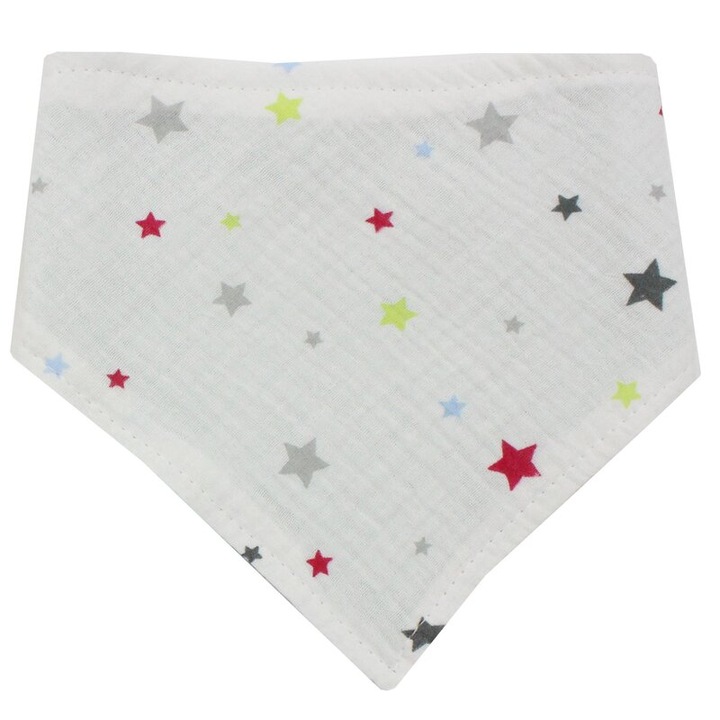 Esarfa tip baveta, muselina, doua fete, Stelute colorate