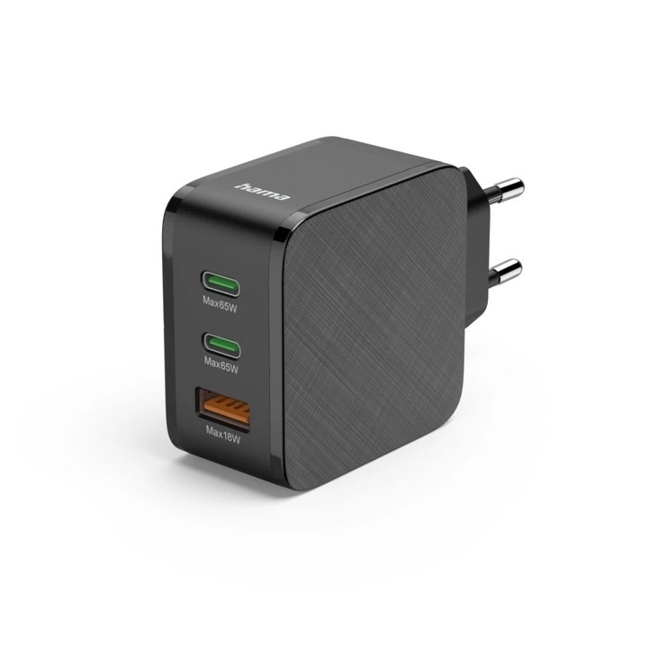Incarcator rapid Hama 2x USB-C, 1x USB-A, 65W, negru
