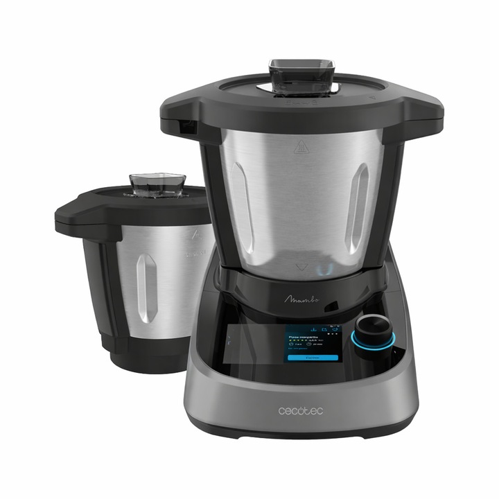 Multicooker smart cu WiFi Cecotec, Mambo Touch, 2.3 litri, 37 functii, 5 programe prestabilite, tocanite/patiserie/smoothie/tocator/autocuratare, cantar integrat, control prin aplicatie, amestecare automata, Bain Marie, timer, ecran TFT, gri