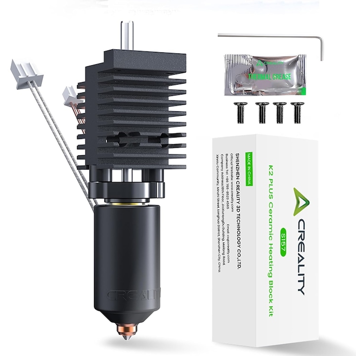 Kit hotend complet pentru imprimanta 3D Creality K2 Plus/K2 Plus Combo, bloc de incalzire ceramic, duze Unicorn cu schimbare rapida, hotend metalic 350 °C