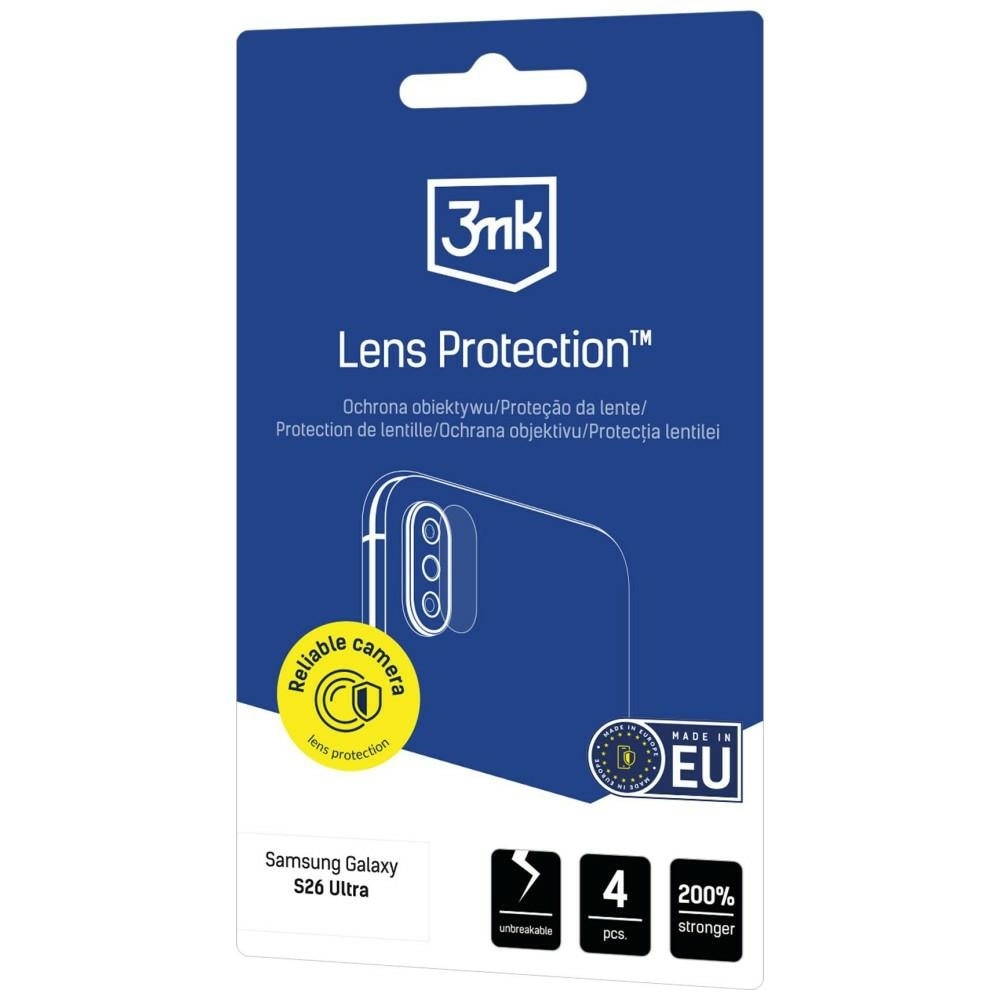 Folie protectie sticla securizata camera foto 3mk Lens Protection compatibila cu Samsung Galaxy S26 Ultra, Transparent