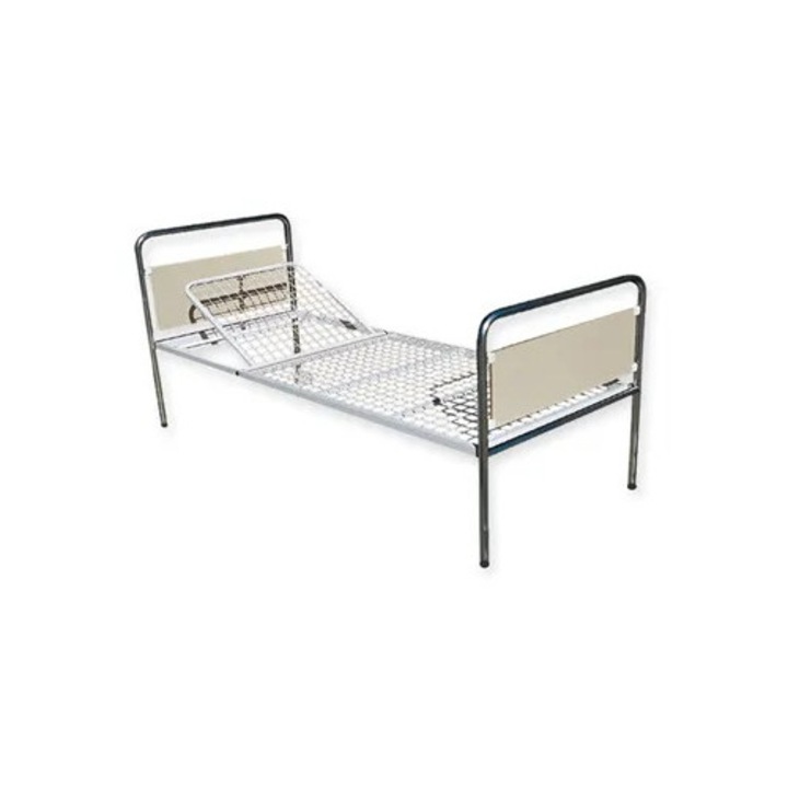 Pat de spital Gima STANDARD PLUS, argintiu cromat, 206x89x90cm, structura din otel