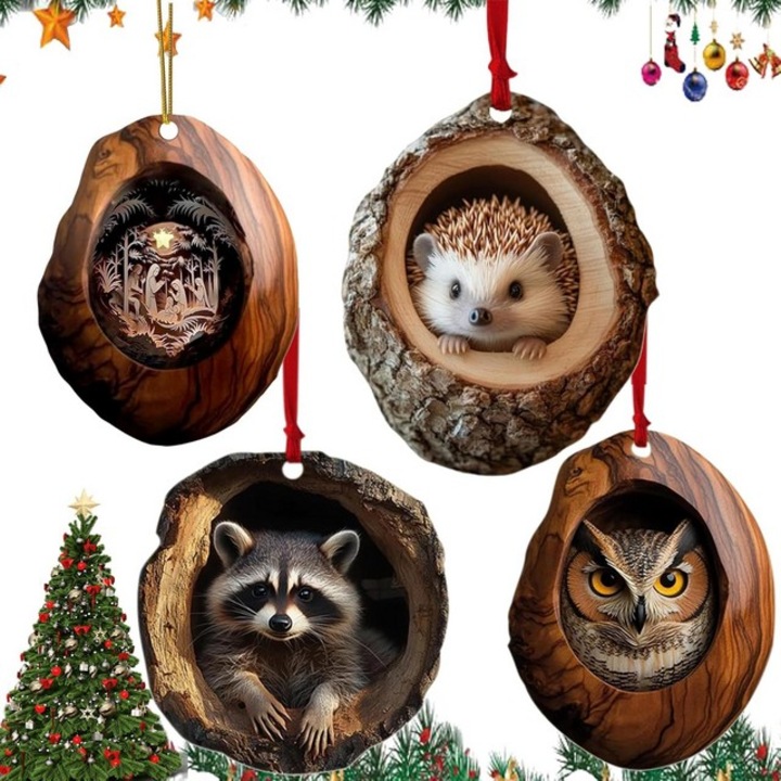 Set ornamente de Crăciun 2D Bavooty, 4 bucăți, multicolore, acrilic