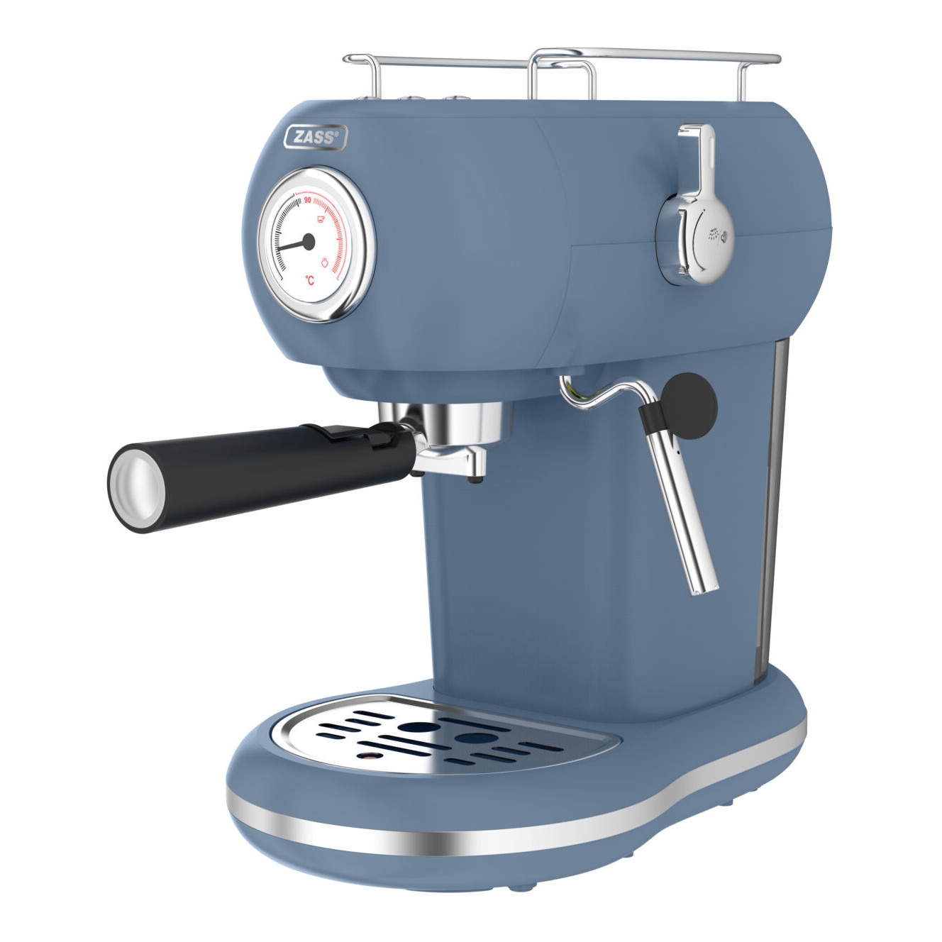 Expresor cafea Zass ZEM 15, 1100 W, 15 bar, rezervor 1.2 L, 2 cesti, Faded Denim