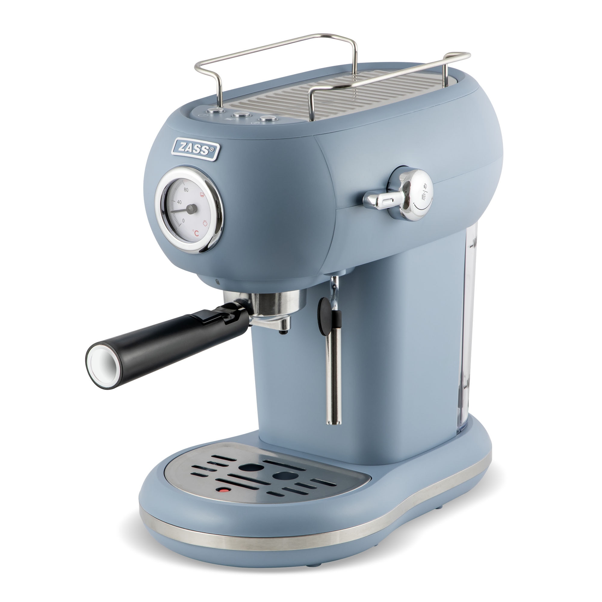 Expresor cafea Zass ZEM 15, 1100 W, 15 bar, rezervor 1.2 L, 2 cesti, Faded Denim