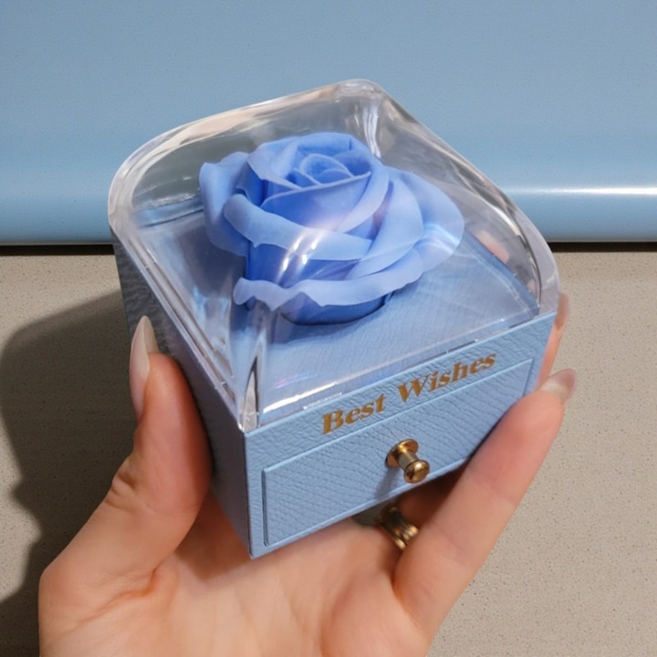 Trandafir de săpun în cutie cu sertar, 8x8cm, pentru bijuterii, cadou personalizat