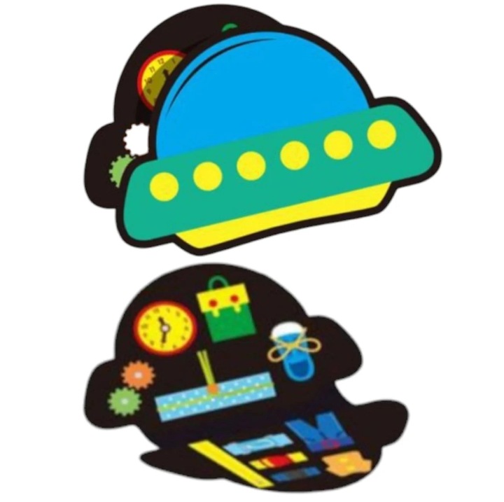 Carte senzorială OZN, Creative World Toys, 37x24cm, activități interactive, fetru