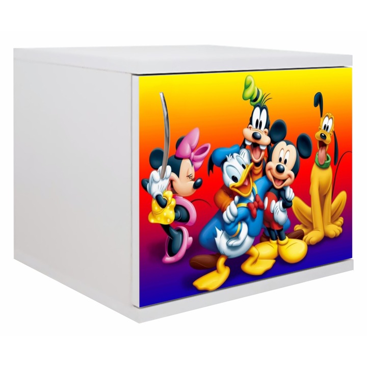 Noptiera Patolino Mickey Mouse, 1 sertar, multicolor, 40x40x45cm
