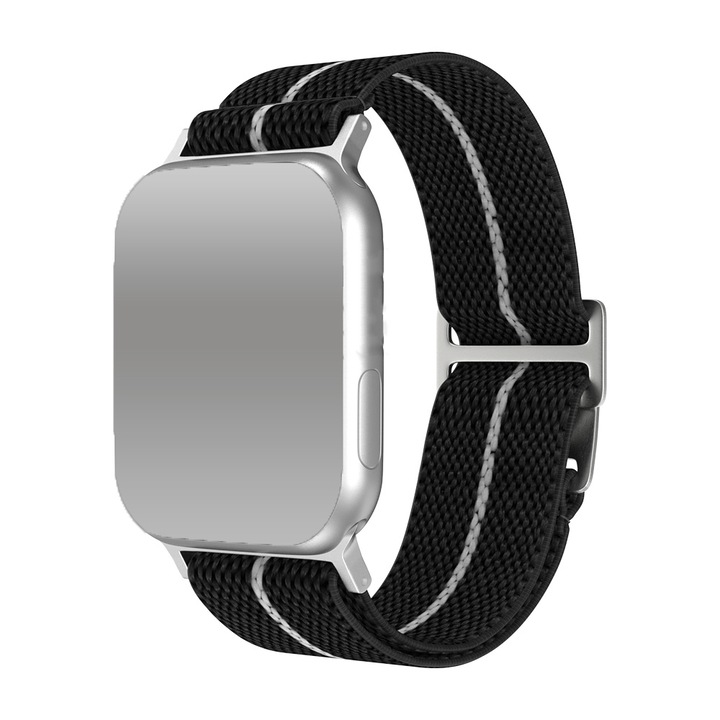 Curea Ceas Vogo® Compatibila Cu Apple Watch 1/2/3/4/5/6/7/8/9, SE, 42/44/45/49mm, Naylon, Negru/Alb