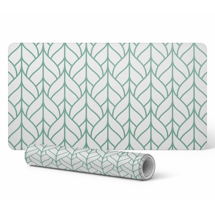 Mapa protectie birou Tulup, model frunze, vinil, 100x50cm, 1.6mm, rezistent la decolorare