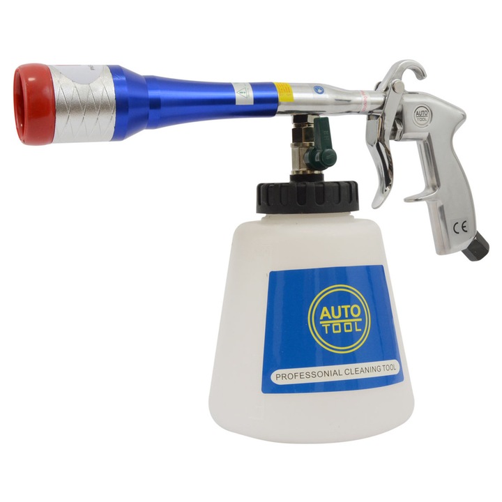 Pistol spalare tapiterie HCL-26 cu duza metalica rotativa, protectie cauciucata, rezervor 1L, 5-8 bar