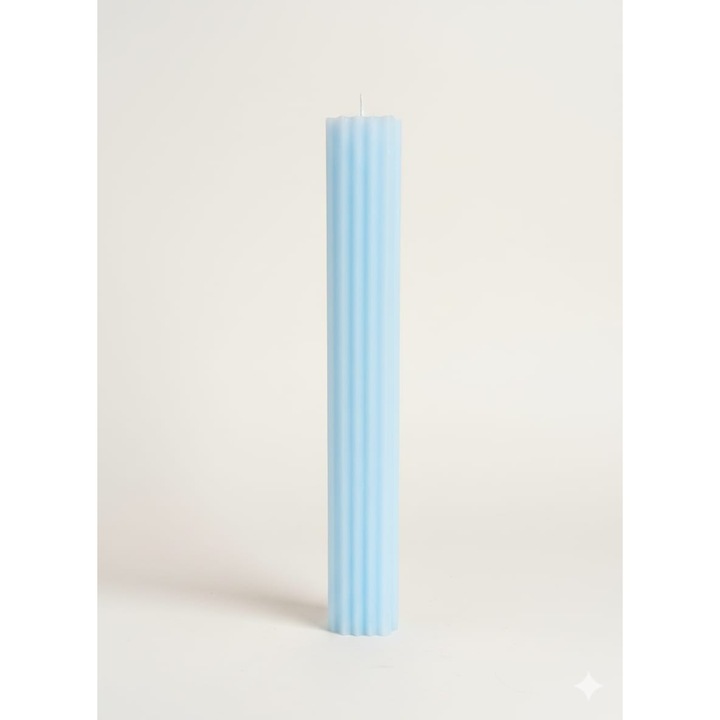 Lumanare canelata patrata, Lumanarela, bleu, 6x42cm