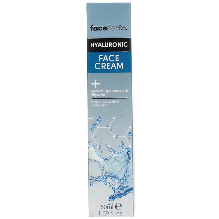 Crema de fata cu Acid Hialuronic si Glicerina, Face Facts Hyaluronic, 50ml